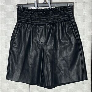 Joie Black High-Waist Faux Leather Shorts